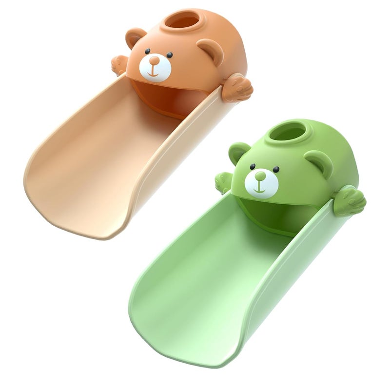 SKYROKU Faucet Extender for Kids, Temperature-Sensitive Faucet Spout Extension for Independent Hand Washing - Cute Bear Design, Fits Most Bathroom & Kitchen Sinks (Brown&Green) - Image 1